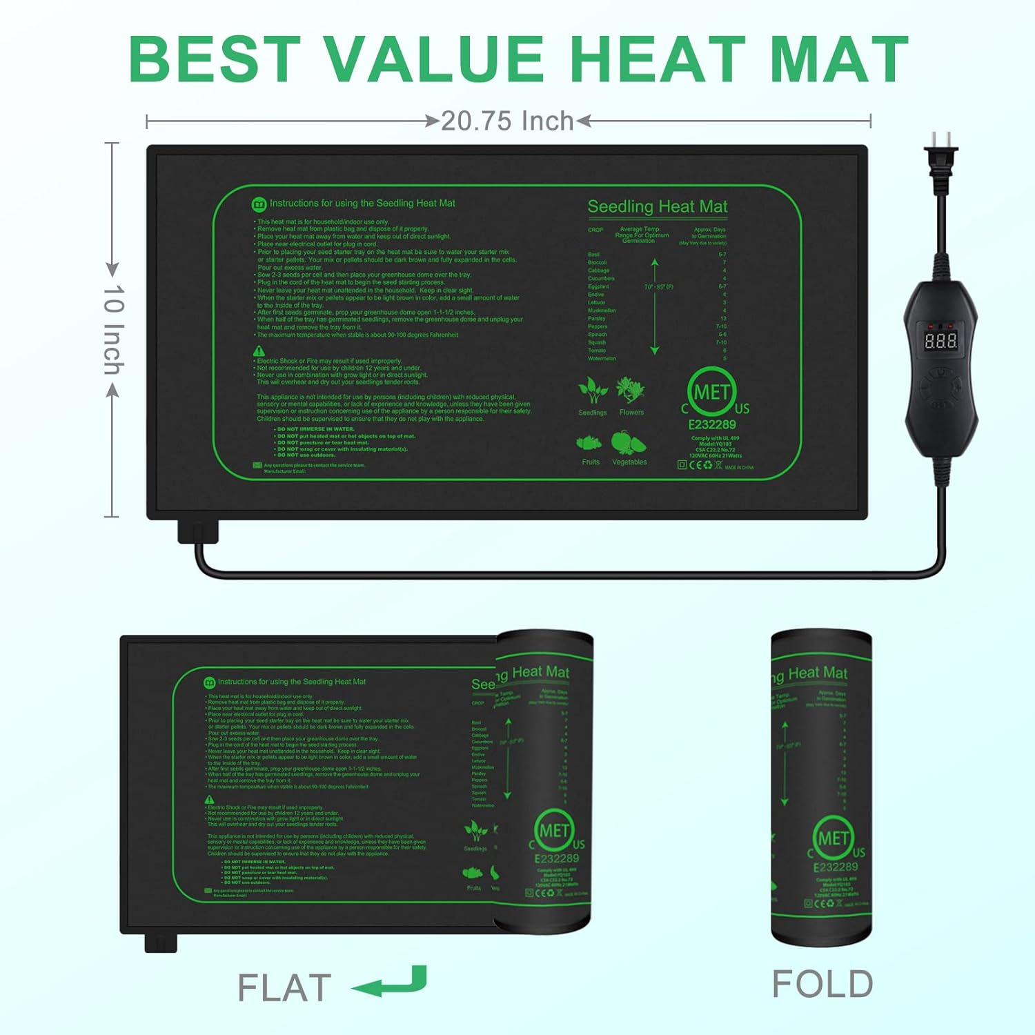 Seedling Heat Mat With Digital - Seedling Heat Pad recension och pris