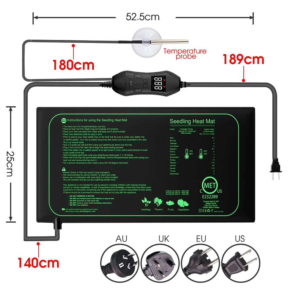 50W EU-US/UK/AU Adjustable The - Seedling Heat Pad recension och pris